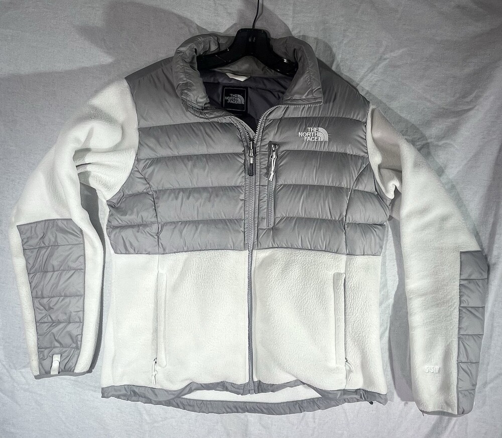 The North Face 550 Down Insulated Women’s Fleece Jacket Size Large Gray & White